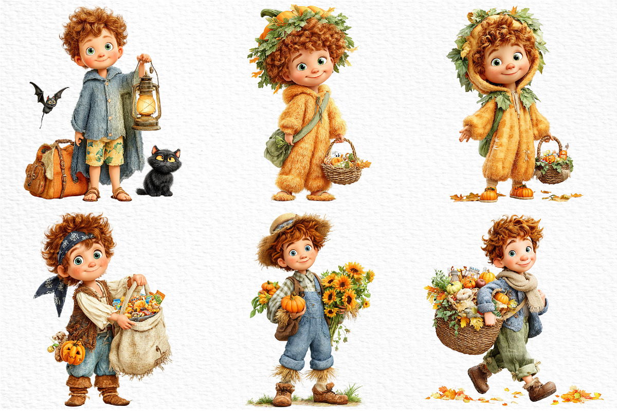 Whimsical Halloween Boy Clipart, a Seasonal Illustration by Craft Nest (Photo 3 of 3)
