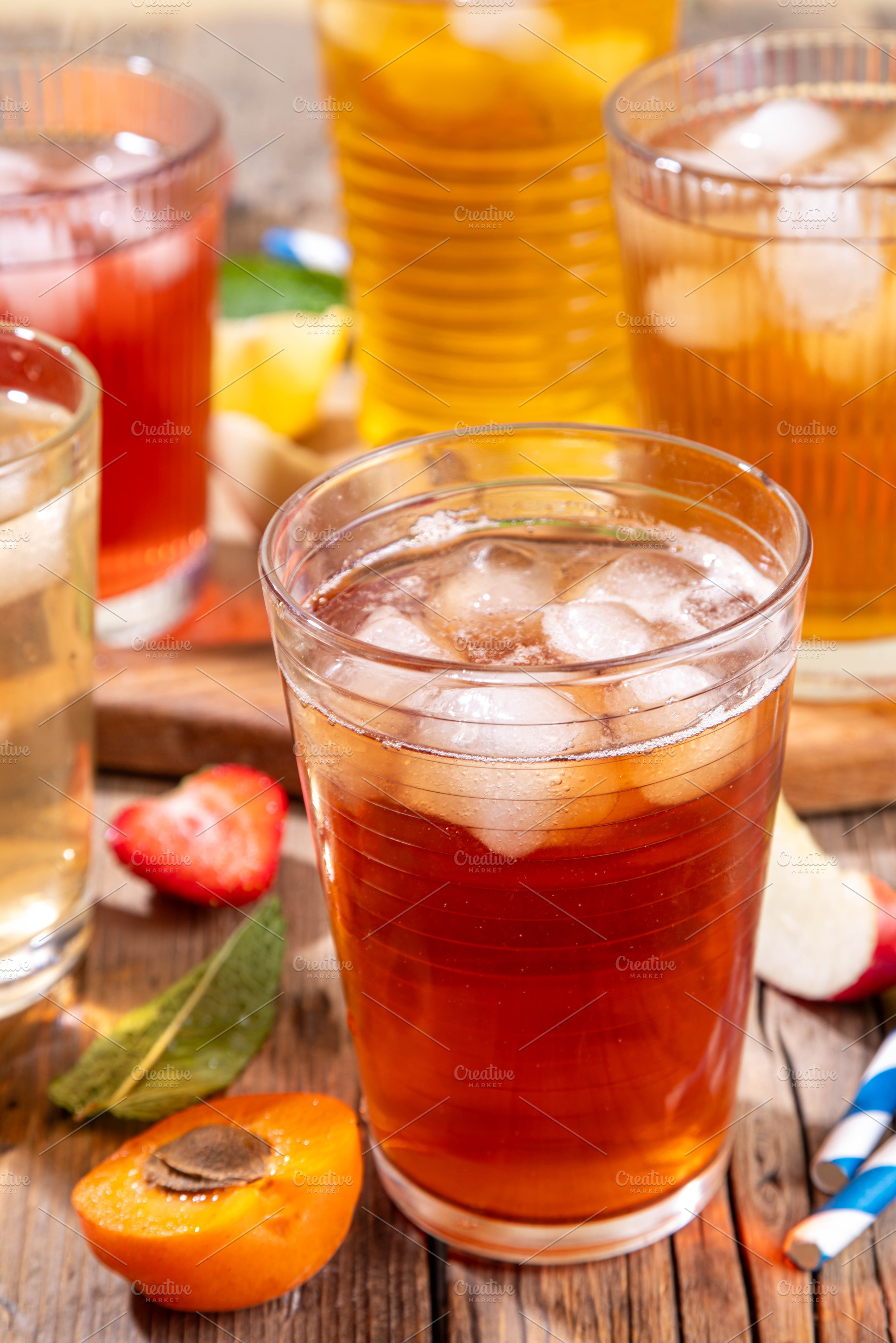 Summer refreshing drink, non alcohol tea based cocktails, iced t, a Food & Drink Photo by Rimma