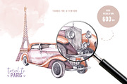 Travel to Paris. Watercolor Clipart, a Decorative Illustration by VerAna (Thumbnail 11 of 11)