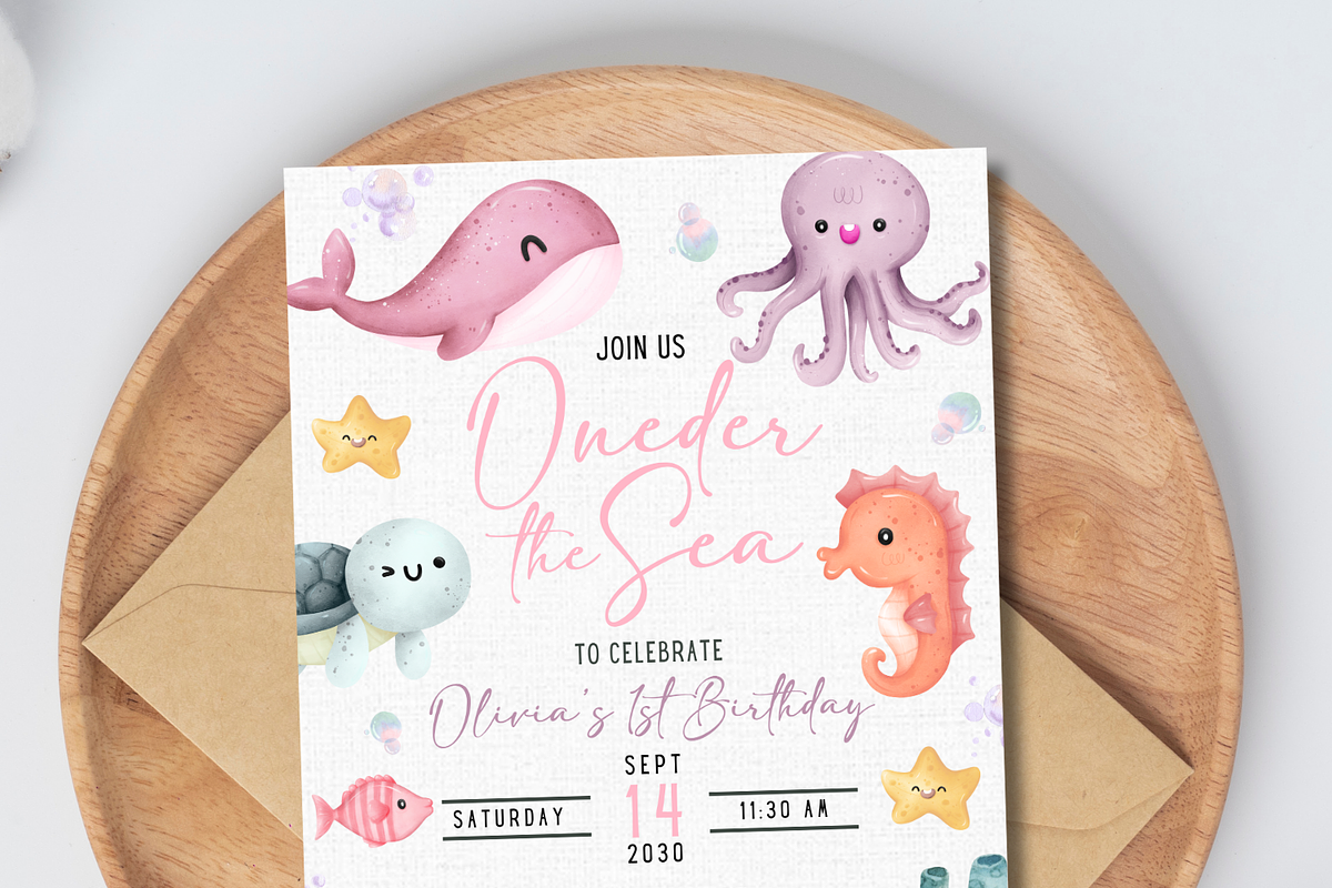 Oneder the Sea Birthday Invitation preview 3