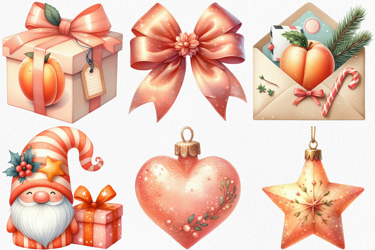 Watercolor Peach Colored Christmas, an Illustration by Canvas Craft (Photo 2 of 7)
