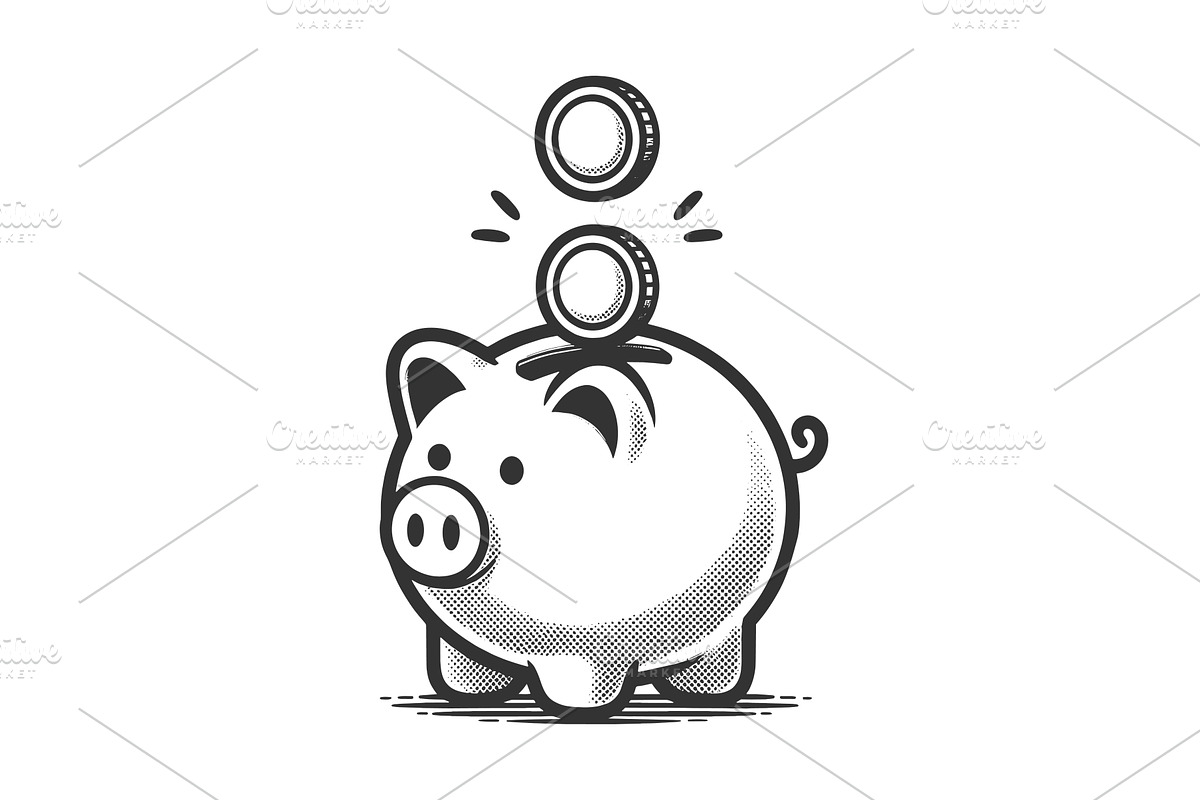 Piggy Bank with Coin Savings vector, a Finance Illustration by AlexArt