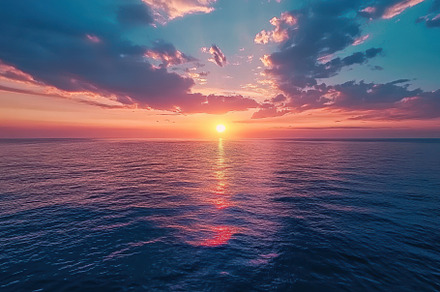 Vibrant sunrise over the tranquil se, a Photo by Iftikhar Alam