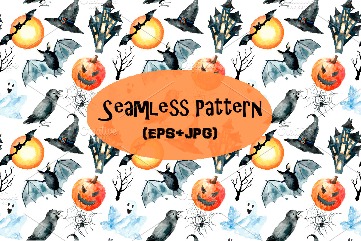 Watercolor Halloween set, an Object Illustration by Vikeriya (Photo 4 of 4)