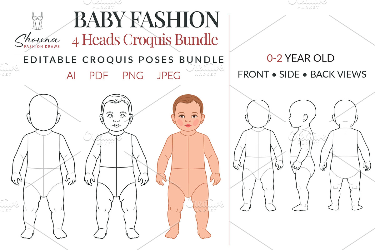 Baby Fashion Croquis Bundle, a Person Illustration by Shorena Fashion Draws (Photo 1 of 11)