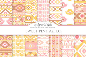 Sweet Aztec Digital Paper, a Texture Graphic by Avenie Digital