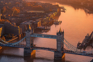 Tower Bridge London Skyline Sunrise, a Photo by Pixeness Studio