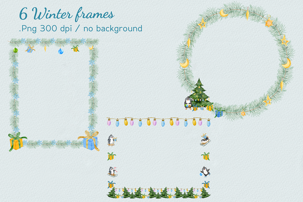 Penguin Winterland watercolor set, a Seasonal Illustration by Aurella Art (Photo 9 of 17)