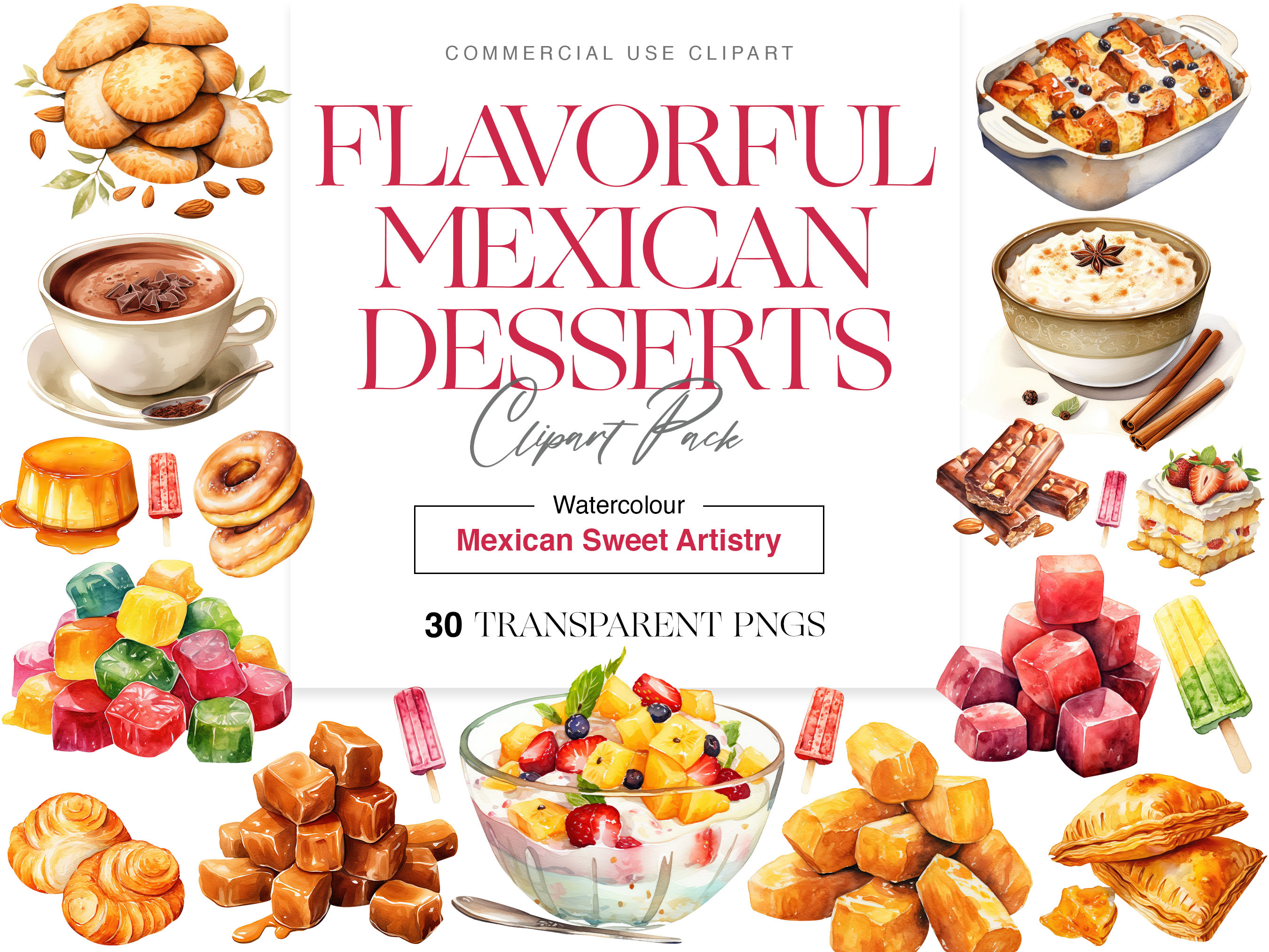Watercolor Mexican Dessert Clipart PNG