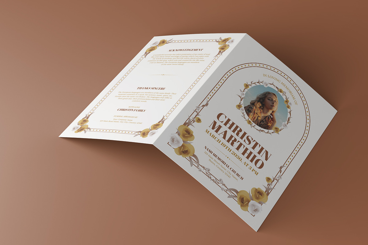 Funeral Program Creative Floral, a Brochure Template by Neermana (Photo 3 of 4)