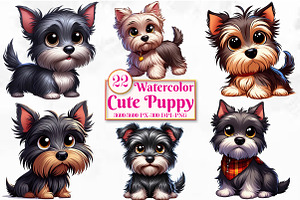 Watercolor Cute Puppy Png clipart, a Seasonal Illustration by Craft Nest