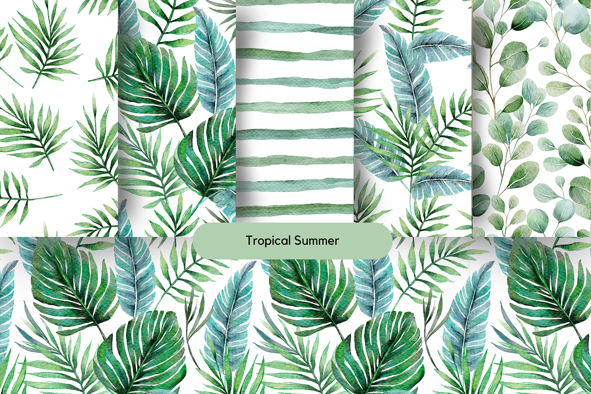 Watercolor Seamless Pattern Bundle, a Seasonal Illustration by Red Ink (Photo 3 of 14)