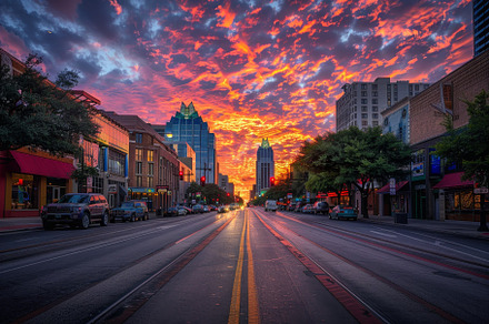 A stunning sunset casts vivid colors, a Photo by Tanuart