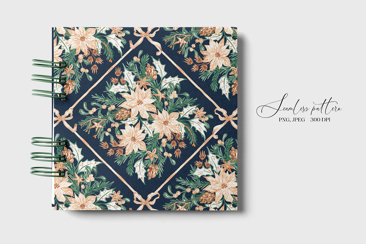 Christmas Botanical Grid Pattern, a Pattern Graphic by SirenaArt (Photo 17 of 20)