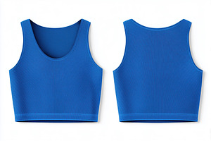 A stylish blue crop top mockup, featuring a scoop neckline and a ribbed texture, a Shirt Mockup by Textures & Backgrounds