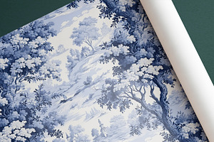 BLUE FRENCH TOILE Seamless Pattern