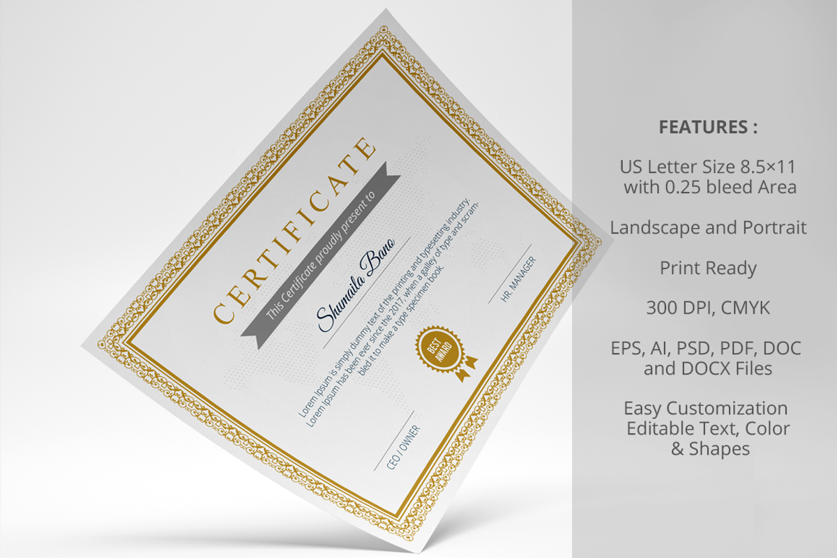 Diploma Certificate Template, a Stationery Template by NasirGrfx (Photo 4 of 5)