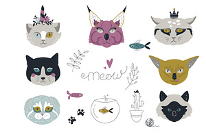 7 Cat Breed, Lettering And Pattern