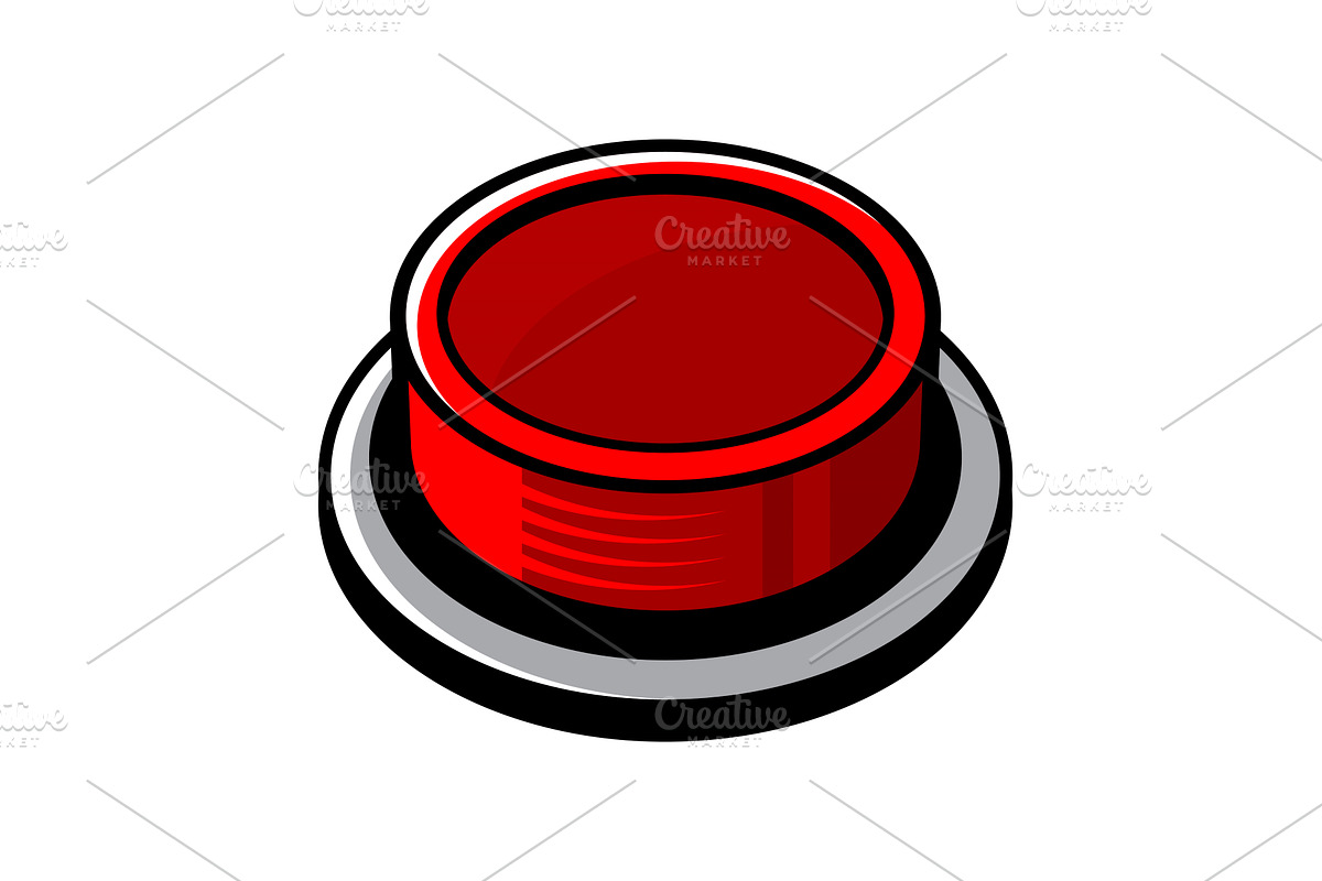 Big Red Panic Button on White, an Object Illustration by in8finity