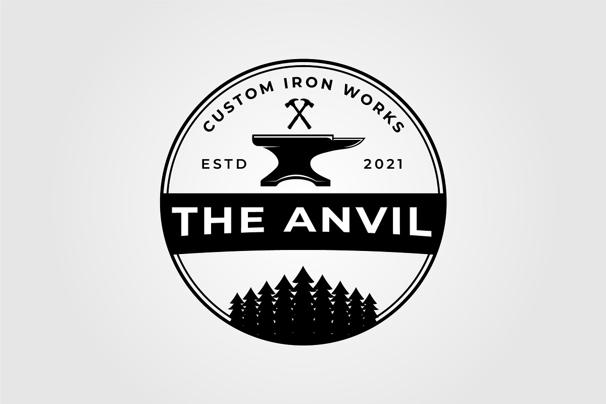 blacksmith anvil and hammer logo, an Object Illustration by Rizkaarishandy_shop
