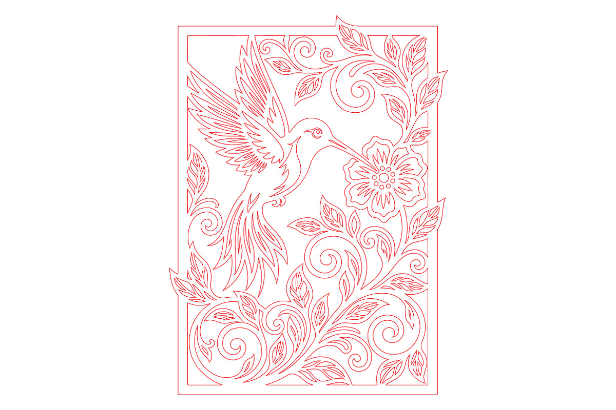 Hummingbird Floral Frame Laser Cut, an Object Graphic by DreamCafeArt (Photo 3 of 3)