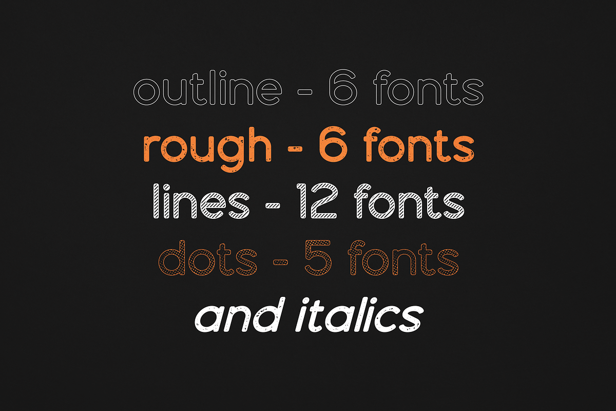 Dense creative typeface - 59 fonts, a Sans Serif Font by VP Fonts (Photo 14 of 16)