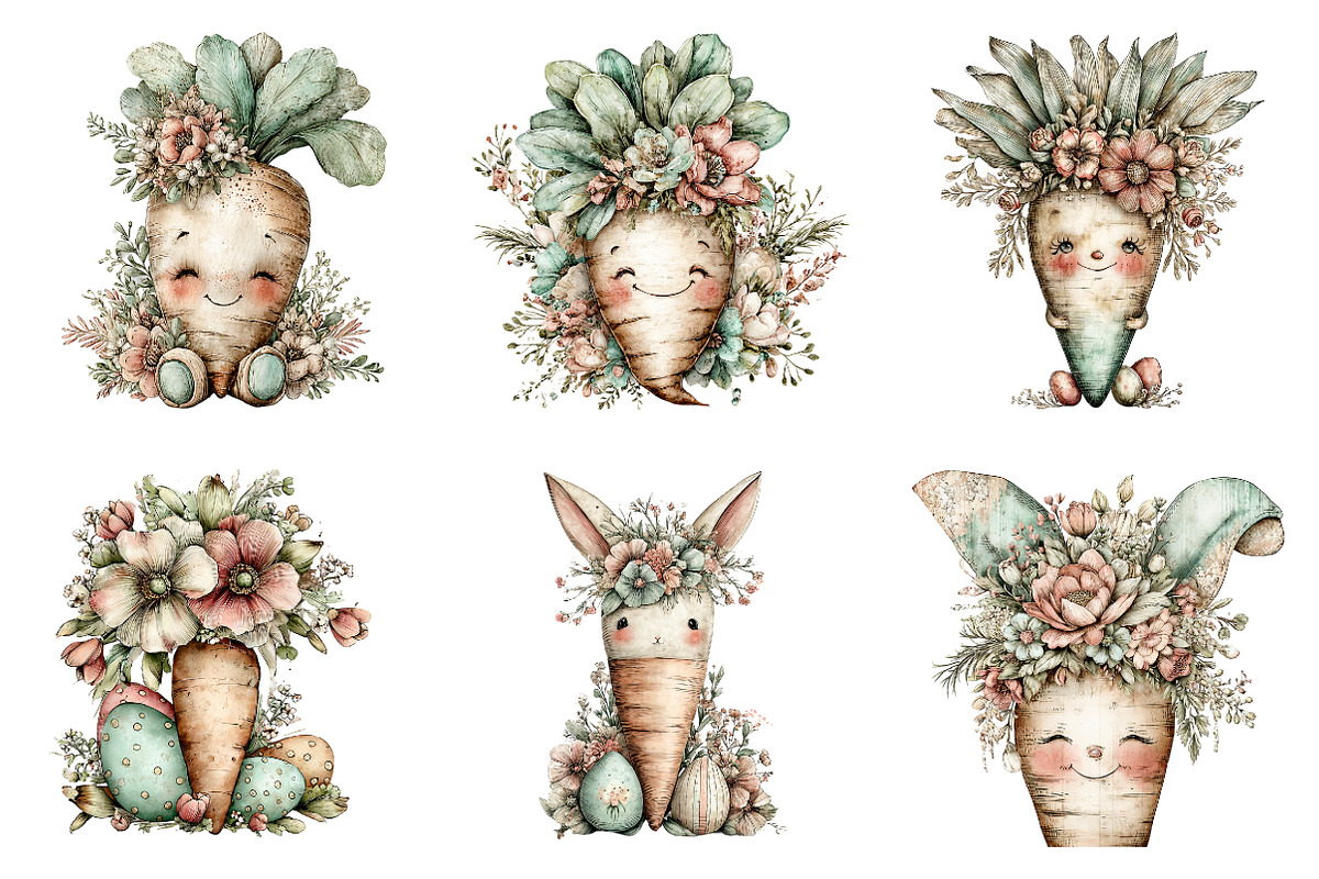 Whimsical easter carrot clipart, an Illustration by SinaCreation (Photo 4 of 11)