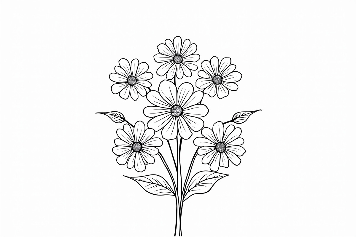 Flower Outline Art Printable bundle, an Illustration by yasushie (Photo 3 of 9)