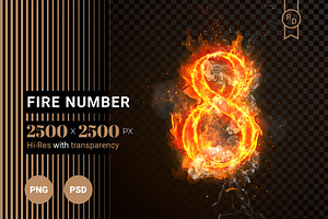 Fire Number 8 of burning flame (PSD)