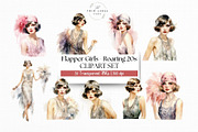 Watercolor Flapper Girls Clipart Set, a Person Illustration by The Twin Lakes Studio (Thumbnail 1 of 11)
