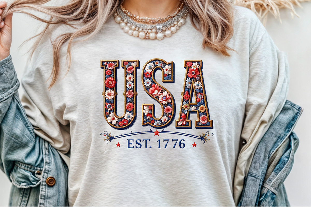 Floral Embroidery USA Png Retro Amer, an Illustration by Sublimation Artist (Photo 7 of 9)