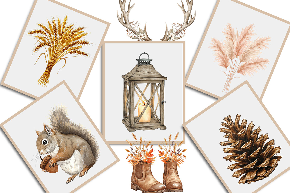 Neutral Rustic Coquette Fall Clipart, an Illustration by Creative Art (Photo 3 of 9)