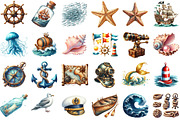 Watercolor Nautical Collection Clipa, an Illustration by Sublimation Artist (Thumbnail 2 of 6)