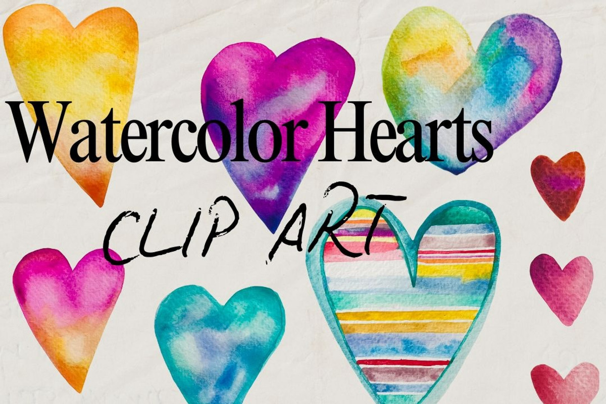 Watercolor Hearts Clip Art Pack, a Seasonal Illustration by Eryn Rose Design (Photo 1 of 6)