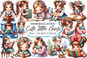 Cute Little Girl Reading Clipart, a Graphic by designcity5 (Thumbnail 1 of 5)