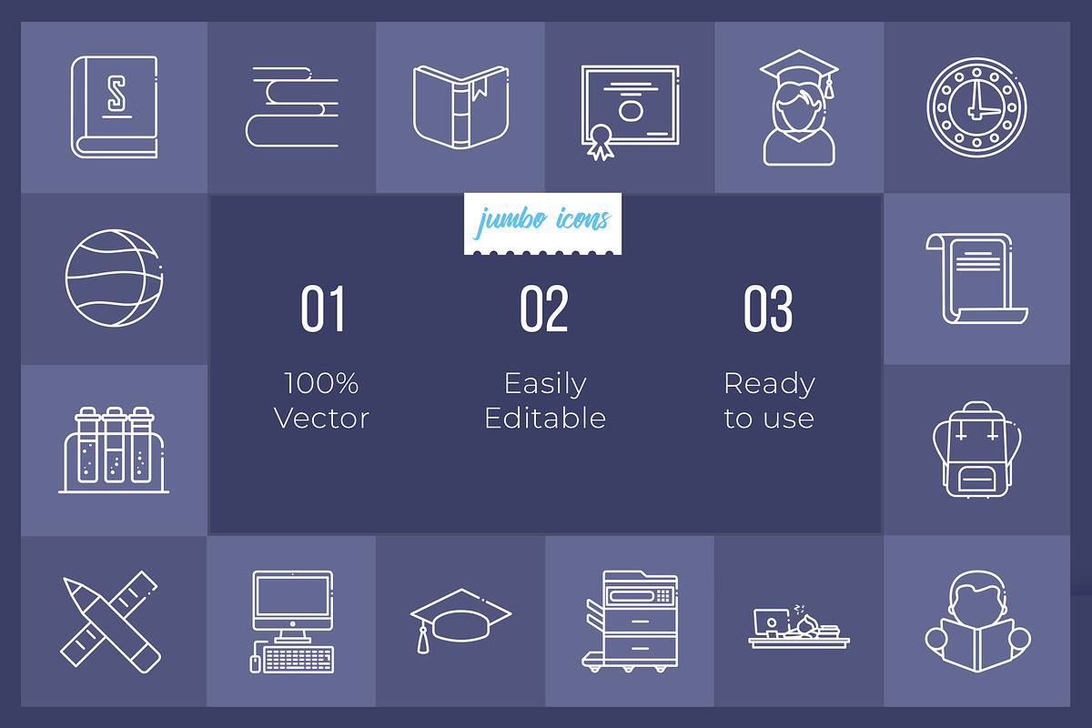 Education-School Line Icons V2, an Outline Icon by Jumbo Icons (Photo 2 of 5)