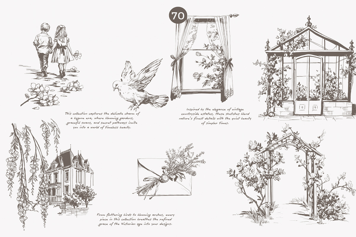 vintage clipart victorian sketch set, a Decorative Illustration by Patishop Art (Photo 4 of 10)