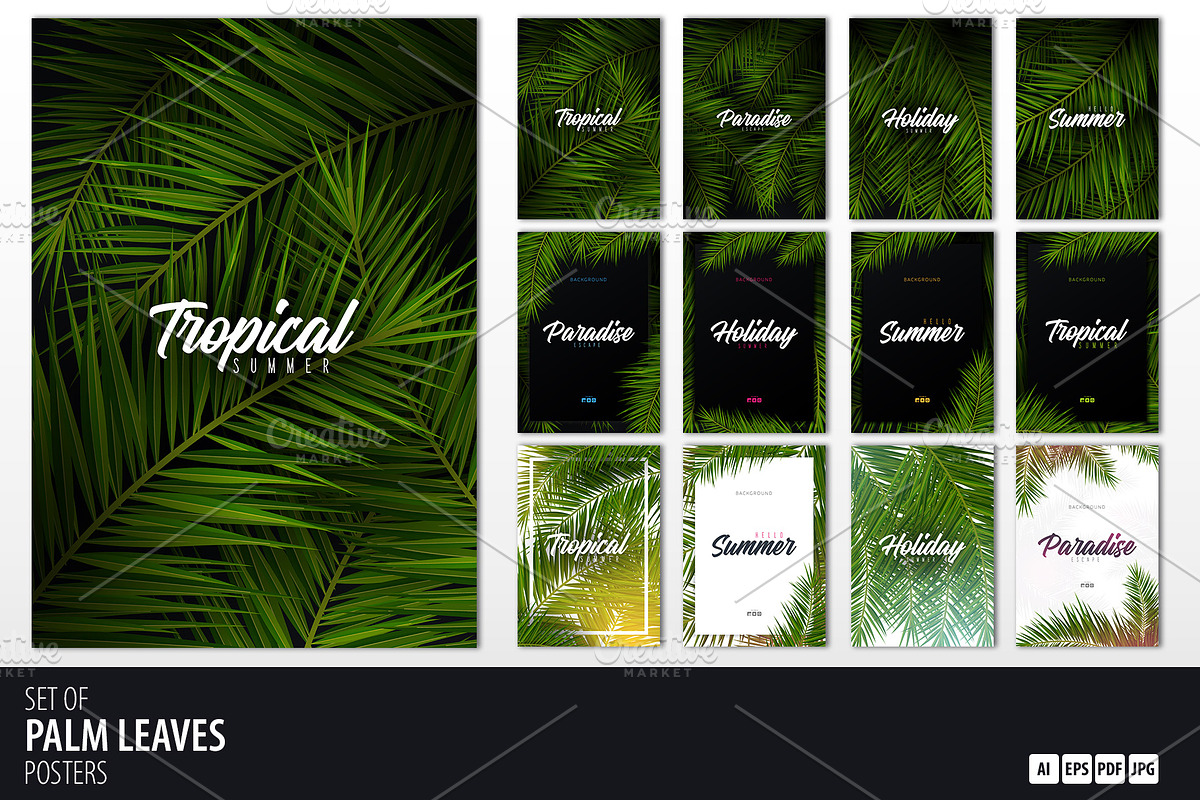 Tropical Palm Leaves posters., a Poster Template by Leo Edition (Photo 1 of 9)