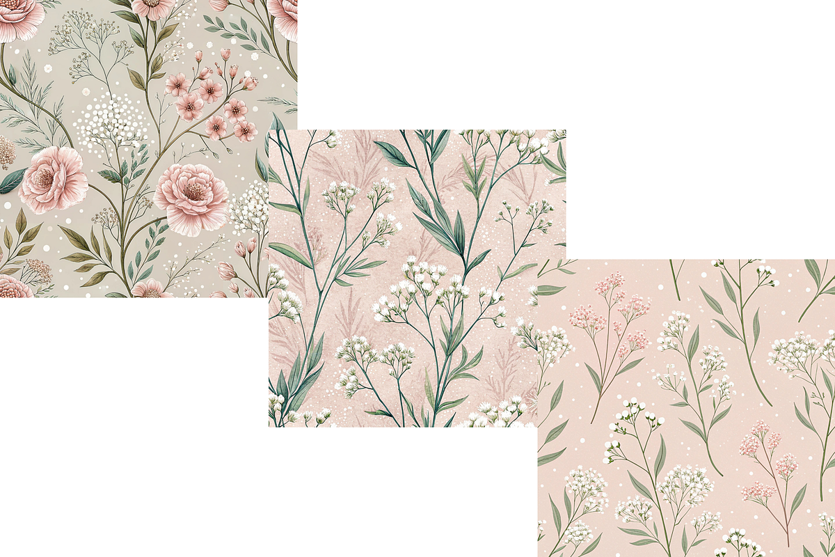 Cafe Rose Wild Florals Digital Paper, a Pattern Graphic by FloridPrintables (Photo 5 of 11)