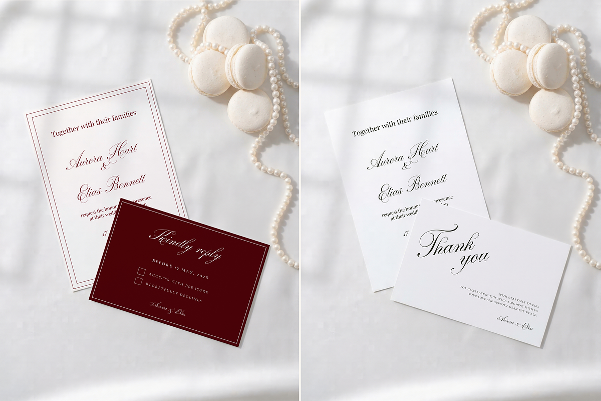 Pearl Invitation & RSVP Card Mockup, an Advertising Mockup by Serenefeeling (Photo 2 of 7)