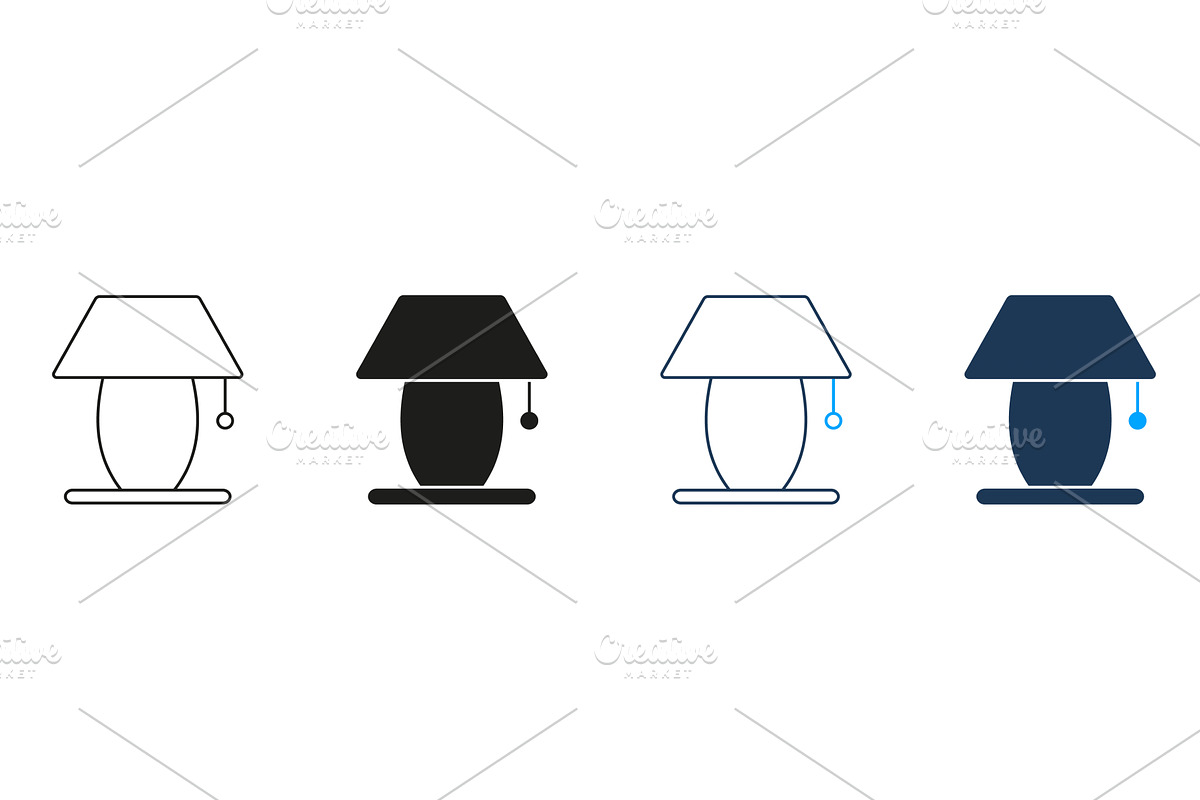 Table Lamp Icons, an Object Illustration by Gentle Studio