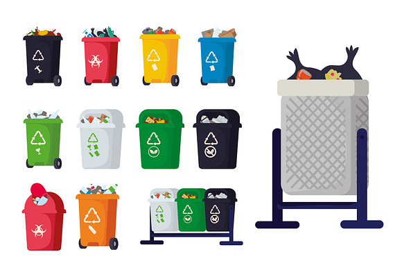 Colorful Recycling Bin Icons preview 2