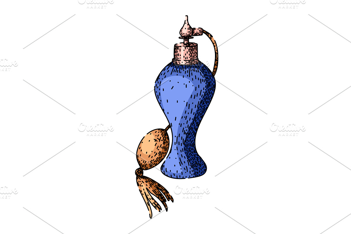 spray perfume automizer sketch hand, an Illustration by pikepicture