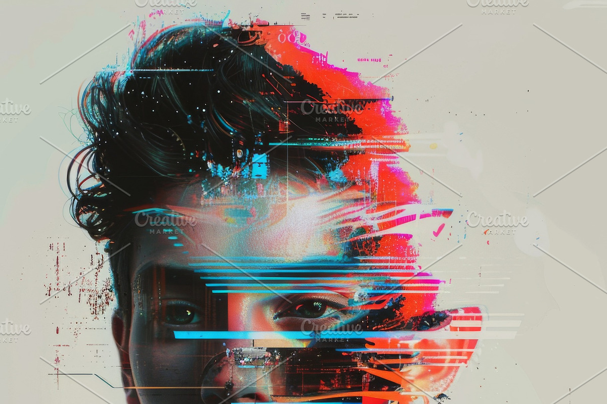 90 Glitch faces, a Person Illustration by Handmadefont (Photo 30 of 94)