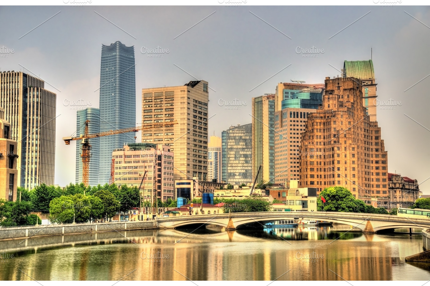 Skyscrapers in shanghai stock photo containing city and architecture, an Architecture Photo by Leonid Andronov