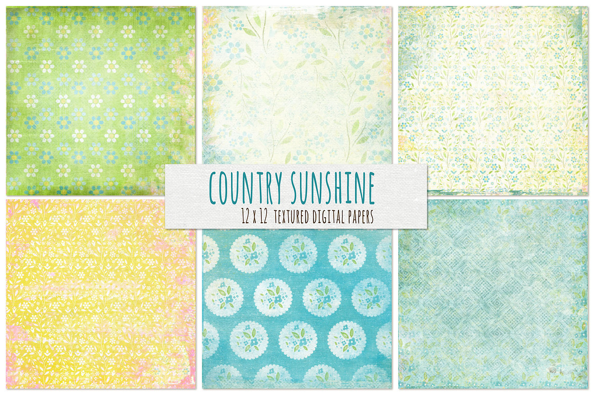 Shabby Chic Floral Digital Papers, a Pattern Graphic by Carrie Stephens Art (Photo 6 of 6)