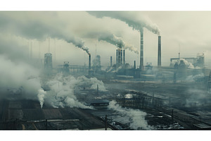 Industrial factory smokestacks, an Industrial Photo by piter.goskov