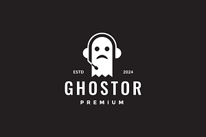 ghost music headphone modern logo, a Branding & Logo Template by devastd