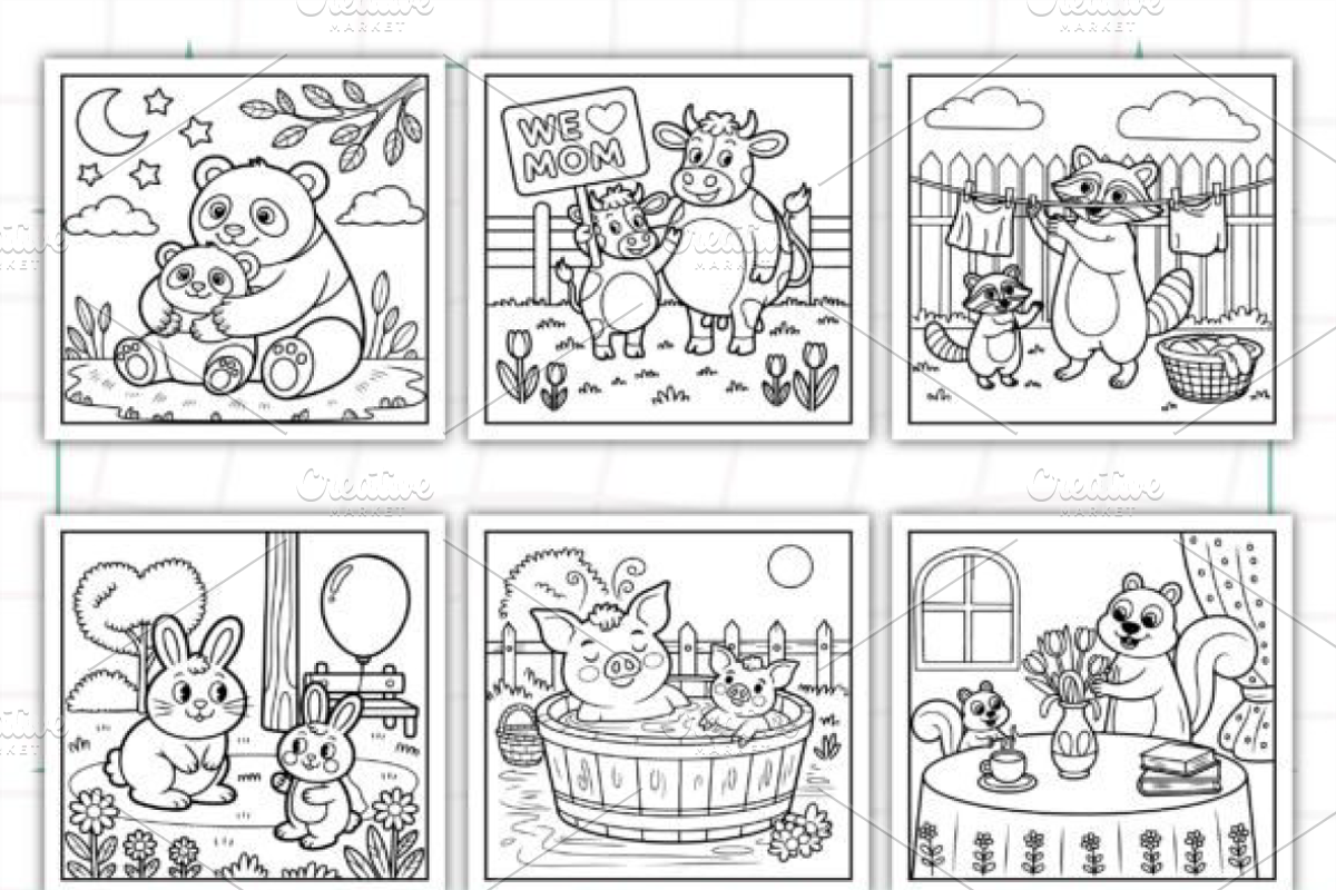 Bold Easy Mom Moments Coloring Pages, a Decorative Illustration by Ink Gallery (Photo 8 of 9)