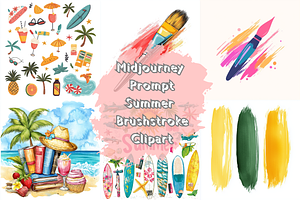 Prompt Summer Brushstroke Clipart, a Decorative Illustration by Creative design